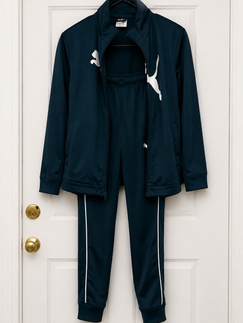 Puma Kids Track Jacket and Pants Set Dark Green White - Picture 3 of 7